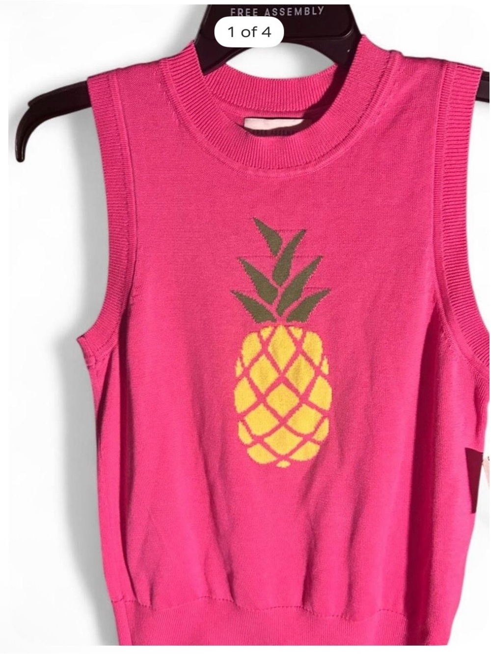 Free Assembly Pink Pineapple Knit Tank Top